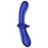 Satisfyer Double Crystal - plavi dvostrani stakleni dildo