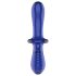 Satisfyer Double Crystal - plavi dvostrani stakleni dildo