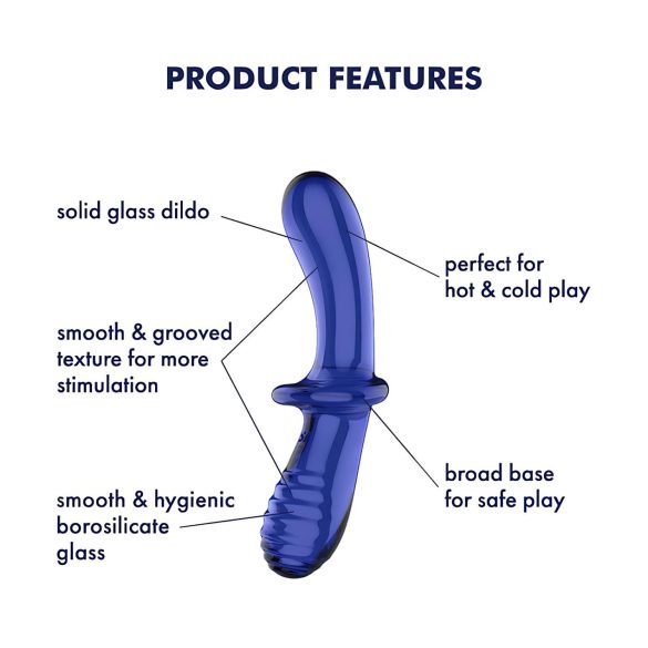 Satisfyer Double Crystal - dvostrani stakleni dildo - plavi