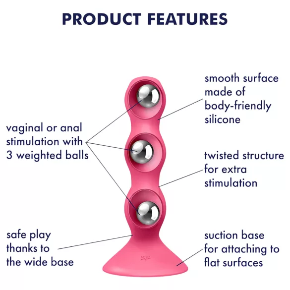 Satisfyer Triple Ball-R - analni vibrator s kuglicama - silikon - roza