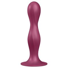 Satisfyer Double Ball-R - dildó s vakumskom bazom - crvena