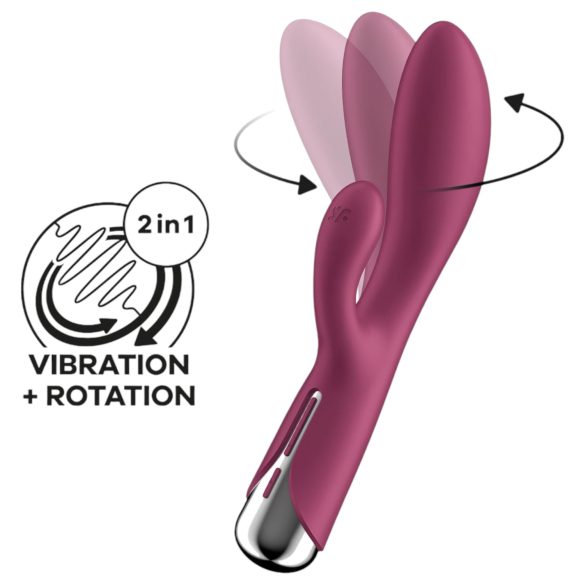 Satisfyer Spinning Rabbit 1 - rotirajući vibrator s klitoralnim nastavkom (crveni)