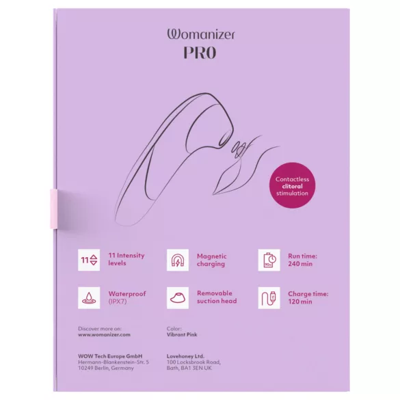 Womanizer Pro - stimulator za klitoris s valovima zraka - pink