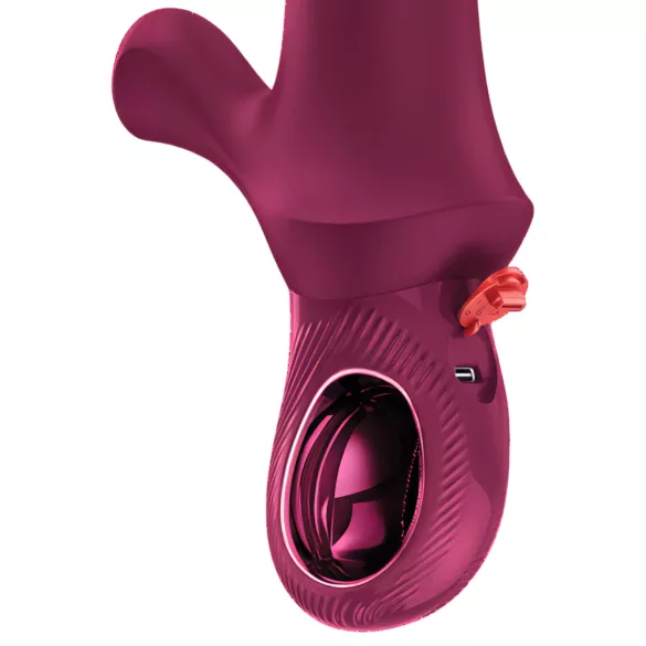 Fun Factory Bi Stronic Curve - potiskujući vibrator s klitoralnim nastavkom (crveni)