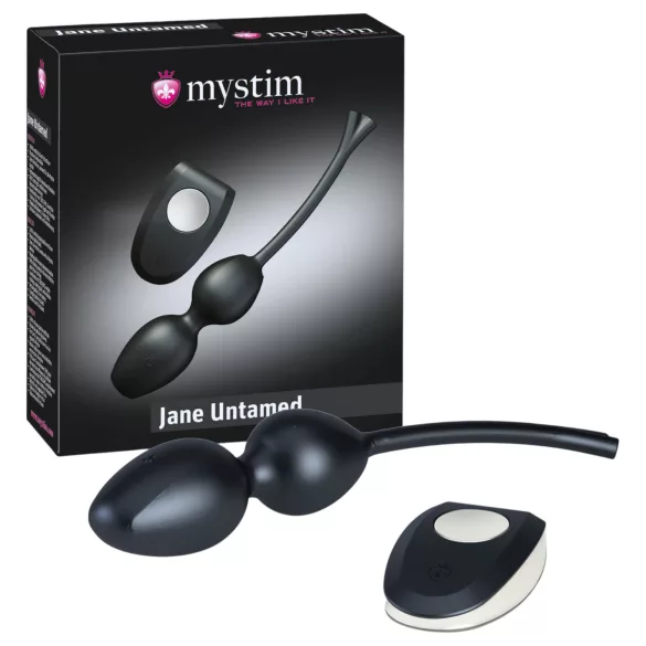 Mystim Jane Untamed - vibrirajuće gejša kuglice duo - crna