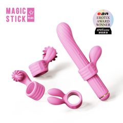   Magic Stick - vibrator sa izmjenjivom klitorisnom rukom (roza)