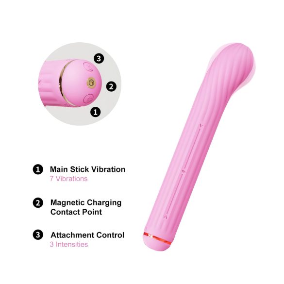 Magic Stick - vibrator s izmjenjivim nastavcima (pink)