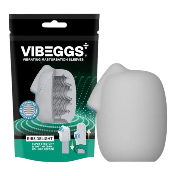 VIBEGGS Rebrasti Užitak - vibracijsko jaje masturbator (bijelo)