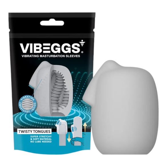 VIBEGGS Twisty Tongues - vibracijsko jaje masturbator (bijelo)