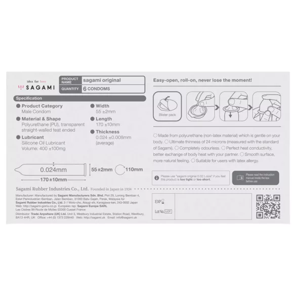 Sagami Original 0.02 - kondom - 55mm - 6 komada