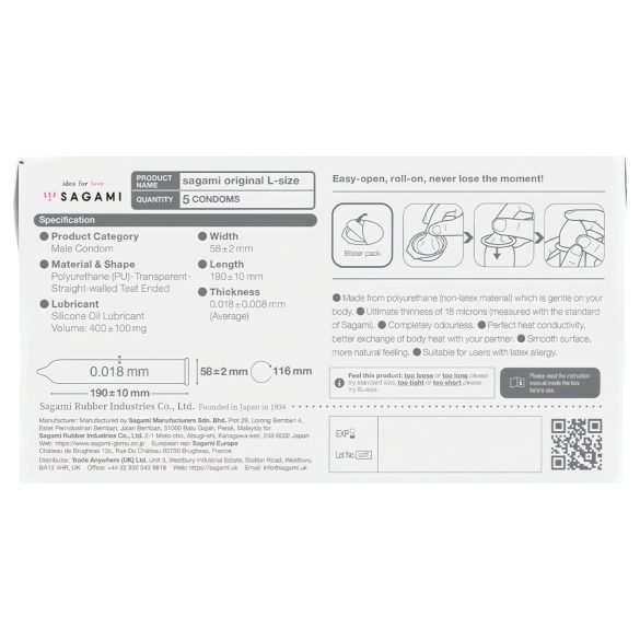 Sagami Original 0,01 L - kondom - 58mm - 5 komada