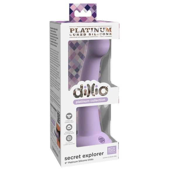 Dillio Secret Explorer - dildo sa vakuum držačem (17cm) - ljubičasta