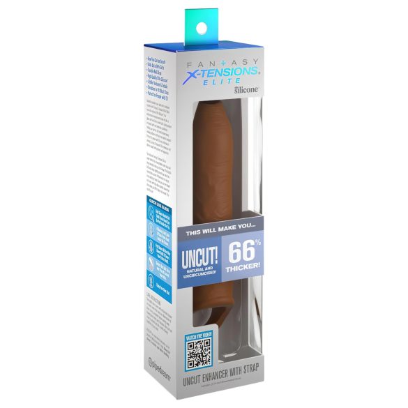 X-TENSION Elite - otvoreni penis rukav (tamna prirodna boja)