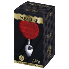   Alive Anal Pleasure - mali analni čepić sa zečjim repom (srebrno-crveni)