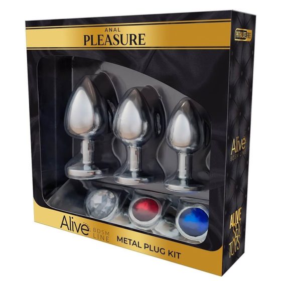 Alive Anal Pleasure - set metalnog analnog dilda (srebrni)