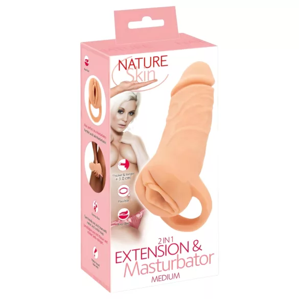 Nature Skin - penis navlaka i umjetna vagina - 18 cm - natur