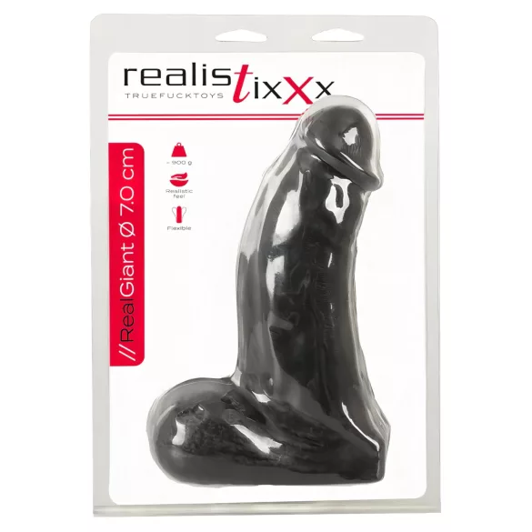Realistixxx - realistični dildo s testisima - 22 cm - crni