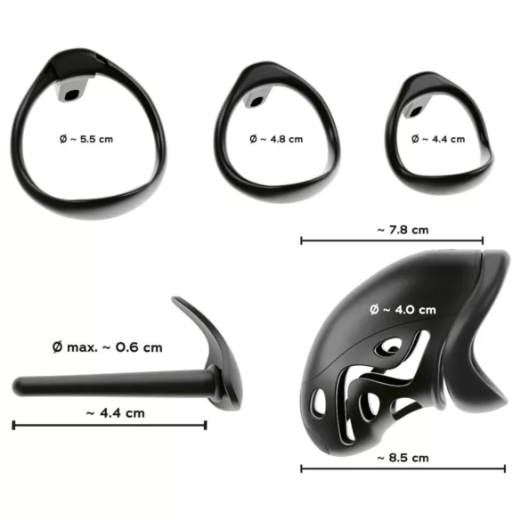 You2Toys - penisni kavez s penis plugom - crna