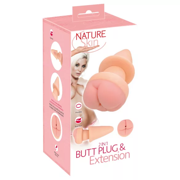 Nature Skin - analni plug i navlaka za penis - prirodna boja
