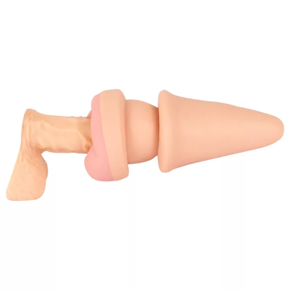 Nature Skin - analni plug i navlaka za penis - prirodna boja