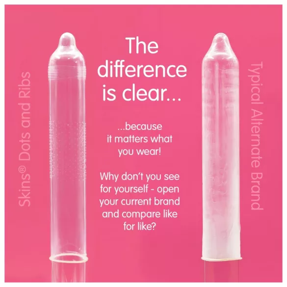 Skins - rebrasti i točkasti kondom - 4 komada