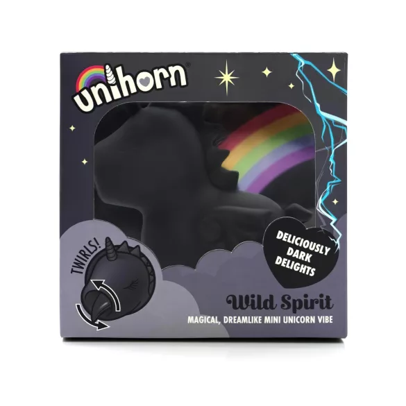 Unihorn Wild Spirit - vibrator za klitoris u obliku jednoroga - crni - punjivi