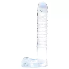 Clarity - stakleni dildo s testisima - proziran
