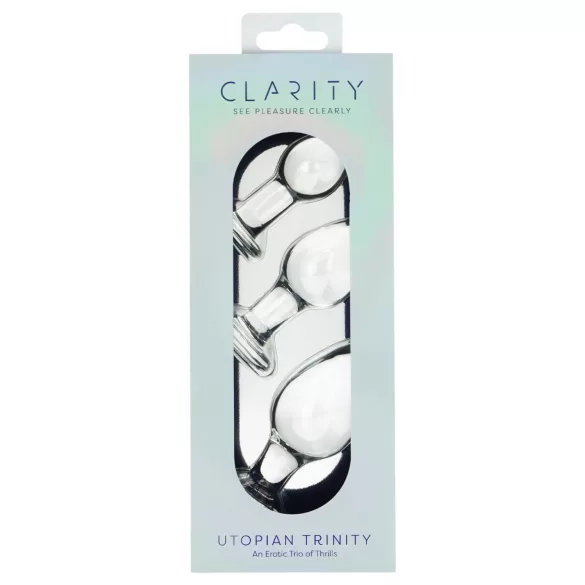 Clarity Utopian Trinity - set staklenih analnih čepića (prozirno)