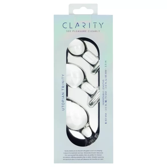 Clarity Utopian Trinity - set staklenih analnih čepića (prozirno)