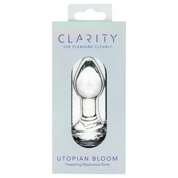 Clarity Utopian Bloom - stakleni analni čep (prozirni)