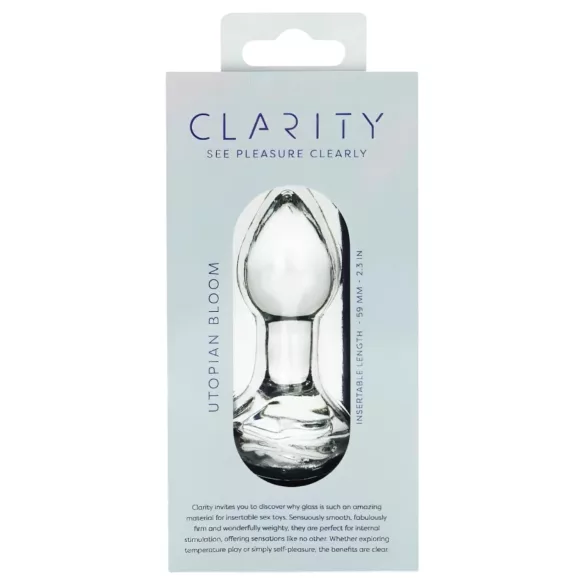 Clarity Utopian Bloom - stakleni analni čep (prozirni)