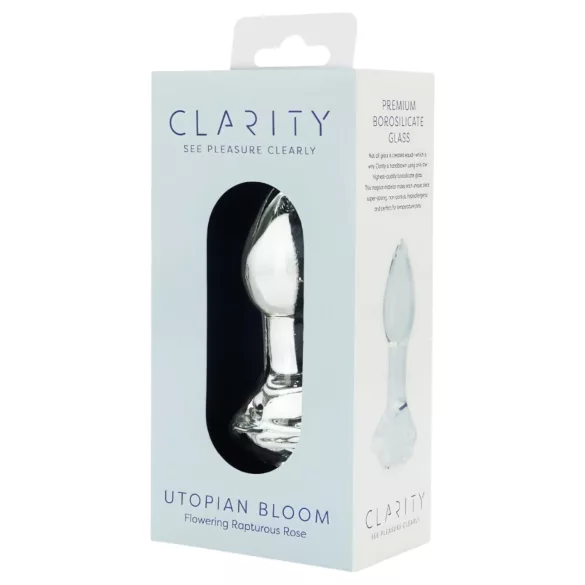 Clarity Utopian Bloom - stakleni analni čep (prozirni)