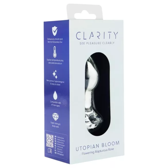 Clarity Utopian Bloom - stakleni analni čep (prozirni)