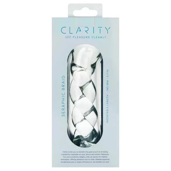 Clarity - stakleni dildo s pletenim uzorkom - prozirni