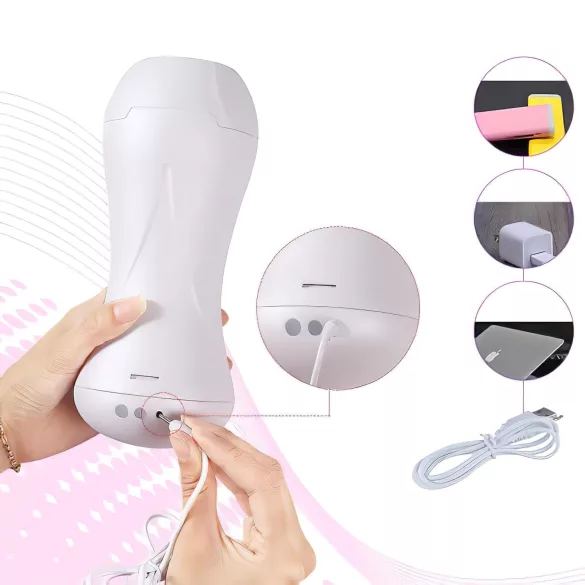 Lonely Happy - masturbator s vibracijom i zvukom - bijela/boja kože