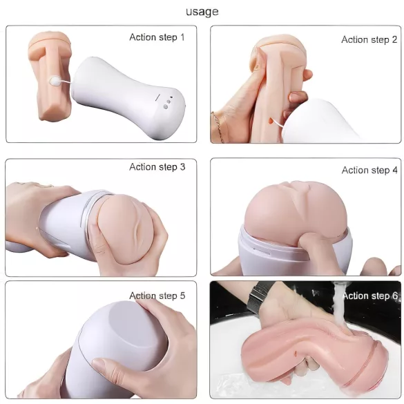 Lonely Happy - masturbator s vibracijom i zvukom - bijela/boja kože