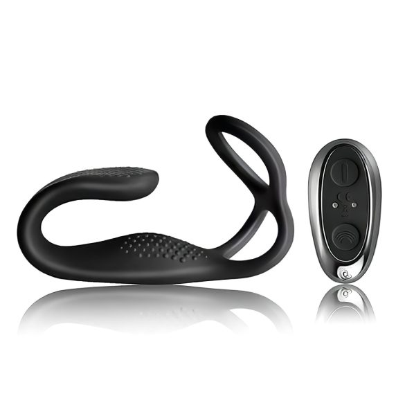 Rocks-Off - bežični analni vibrator s prstenom za penis (crni)