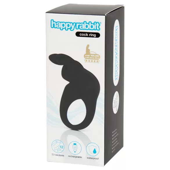 Happyrabbit Cock - vibrirajući prsten za penis na baterije - crni