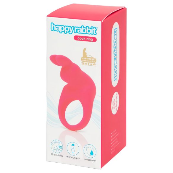 Happyrabbit Cock - punjivi vibracijski penis prsten (roza)
