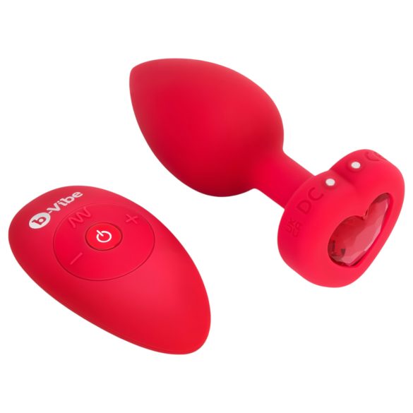 b-vibe srce - bežični analni vibrator s punjenjem (crveni)