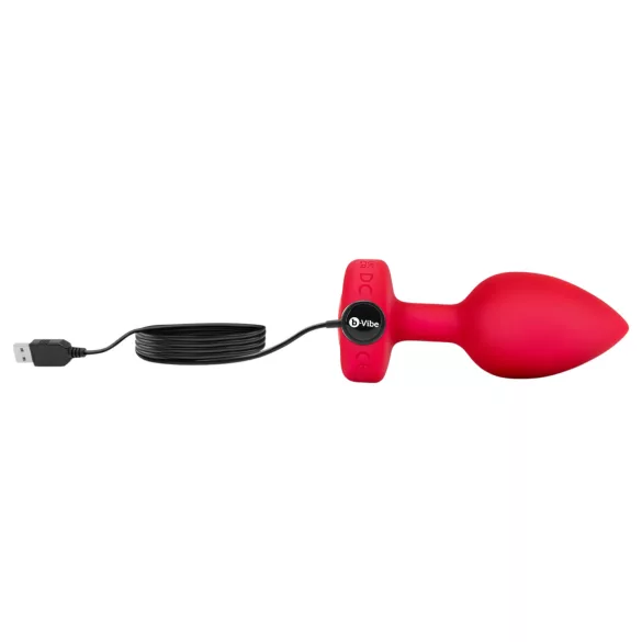 b-vibe heart - punjivi, daljinski analni vibrator (crveni)