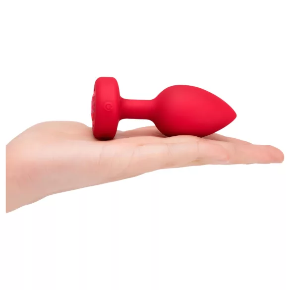b-vibe heart - punjivi, daljinski analni vibrator (crveni)