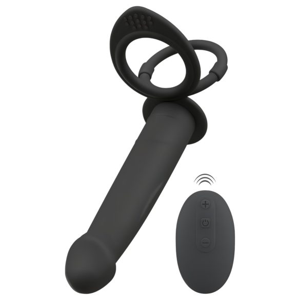 Crni Velvet Double F - remen analni vibrator (crni)