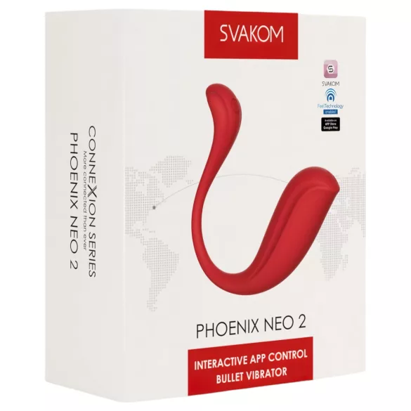 Svakom - Vibrirajuće jaje s aplikacijom - Phoenix Neo 2 - silikon, crveno