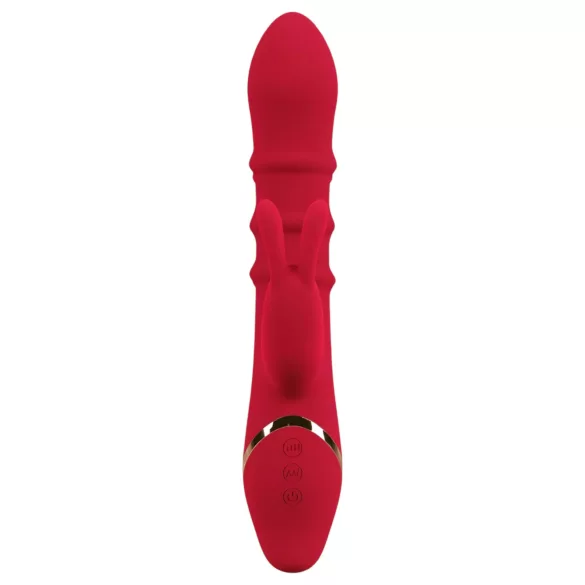 You2Toys Rabbit - vibrirajući prsten s rotirajućim zrnom - silikon crveni