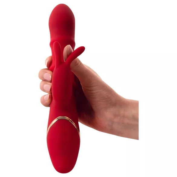 You2Toys Rabbit - vibrirajući prsten s rotirajućim zrnom - silikon crveni
