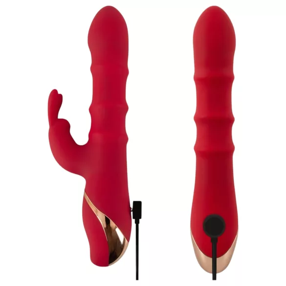 You2Toys Rabbit - vibrirajući prsten s rotirajućim zrnom - silikon crveni