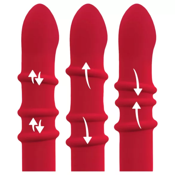You2Toys Rabbit - vibrirajući prsten s rotirajućim zrnom - silikon crveni