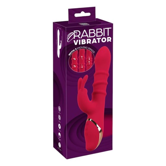 You2Toys Rabbit - vibrator s pokretnim prstenom (crveni)