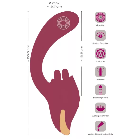 Javida - vibrator s jezikom 2u1 - crvena